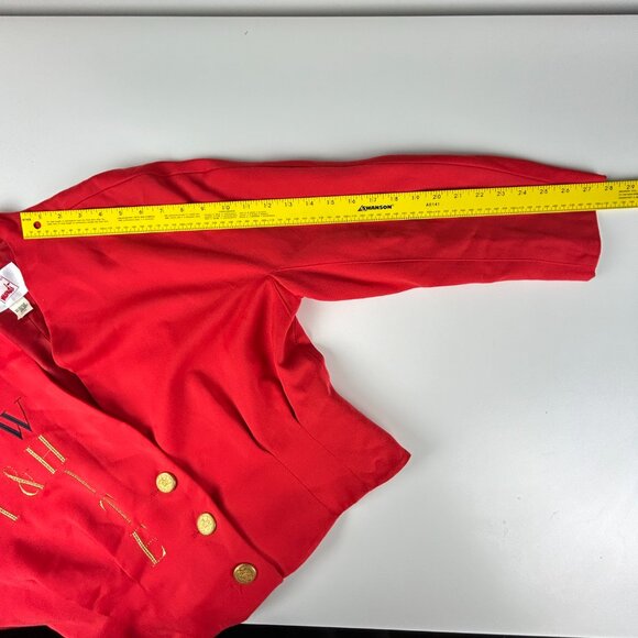 Mondi Blazer Women EU 42 US 14 Red Wool Blend Embroidered Vintage Jacket - Picture 15 of 16